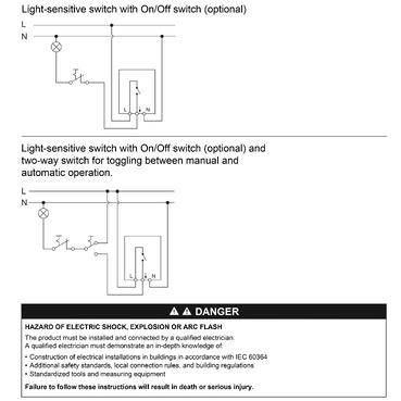 ARGUS light-sensitive switch, wiring diagram (en)