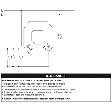 Merten dimmer module, wiring diagram (en)