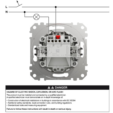 Switch, Sedna Design & Elements, 1-way, wiring diagramm (en)