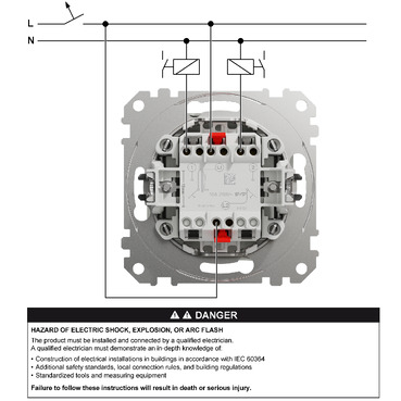 Push Button Double-1-way, Sedna Design & Elements, wiring diagramm (en)