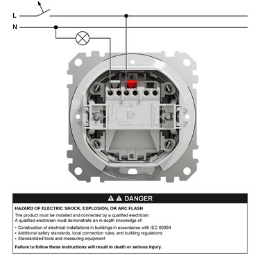Switch, Sedna Design & Elements, 1-way, IP44, wiring diagramm (en)
