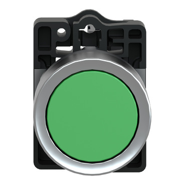 Complete push button, Easy Harmony XA2, plastic, flush, green, 22mm, spring return, unmarked, 1NO-4