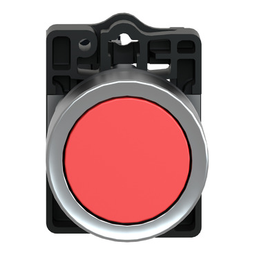 Complete push button, Easy Harmony XA2, plastic, flush, red, 22mm, spring return, unmarked, 1NC-2