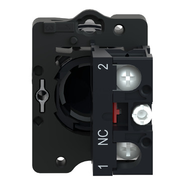 Complete push button, Easy Harmony XA2, plastic, flush, red, 22mm, spring return, marked STOP, 1NC-4