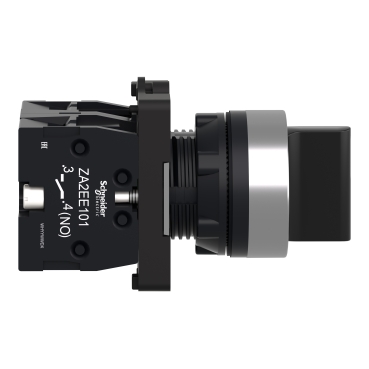 Complete selector switch, Easy Harmony XA2, plastic, black, 22mm, 3 positions, stay put, 2NO-4