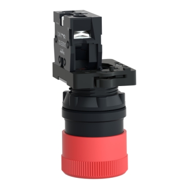 Complete emergency switching off push button, Easy Harmony XA2, plastic, red mushroom 30mm, 22mm, turn to release, 1NC-2