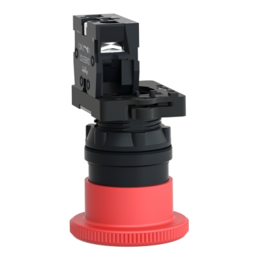 Complete emergency switching off push button, Easy Harmony XA2, plastic, red mushroom 40mm, 22mm, turn to release, 1NC-2