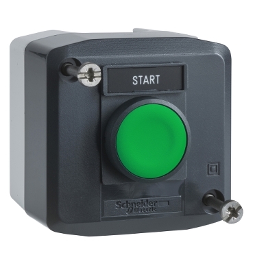 XALD101H29 - dark grey station - 1 green flush pushbutton Ø22