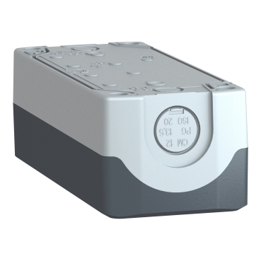 dark grey empty enclosure lid with light grey base - 4 cut-outs-4