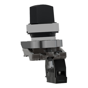 Selector switch, metal, black, Ø22, 2 positions, stay put, 1 NO-3