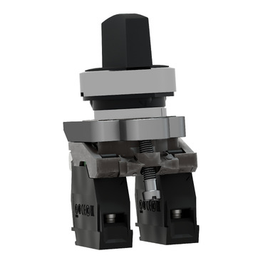 Selector switch, metal, black, Ø22, 3 positions, stay put, 2 NO-2