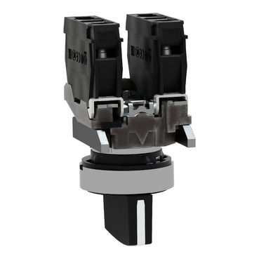 Selector switch, metal, black, Ø22, 3 positions, stay put, 2 NO-3