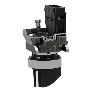Harmony XB4, Selector switch, metal ,black Ø22, long handle, 2 positions, stay put, 1 NO-2