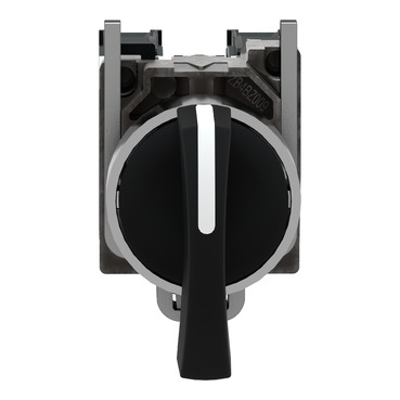 Harmony XB4, Selector switch, metal, black Ø22, long handle, 3-positions, stay put, 2 NO-4