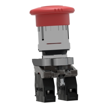 Emergency stop switching off, metal, red mushroom, Ø40, Ø22, trigger latching turn to release, 1 NO + 1 NC-3