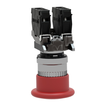 Emergency stop switching off, metal, red mushroom, Ø40, Ø22, trigger latching push-pull, 1 NO + 1 NC-4