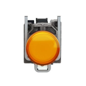 Pilot light, Harmony XB4,metal, orange, 22mm, universal LED, plain lens, 24V AC DC-3