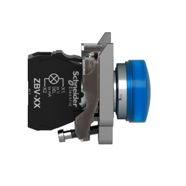 Pilot light, Harmony XB4,metal, blue, 22mm, universal LED, plain lens, 24V AC DC-2
