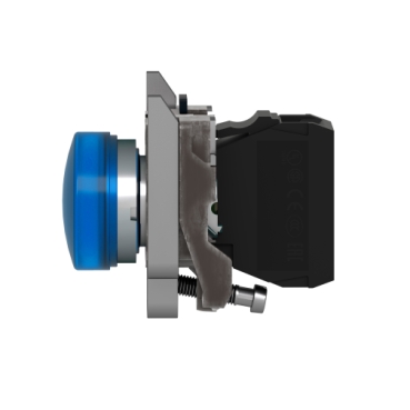 Pilot light, Harmony XB4,metal, blue, 22mm, universal LED, plain lens, 24V AC DC-3