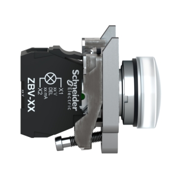Pilot light, Harmony XB4,metal, white, 22mm, universal LED, plain lens, 110…120V AC-4