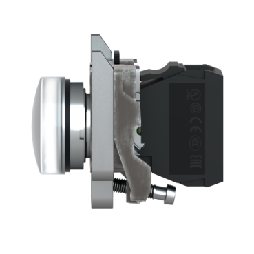 Pilot light, Harmony XB4,metal, white, 22mm, universal LED, plain lens, 110…120V AC-3