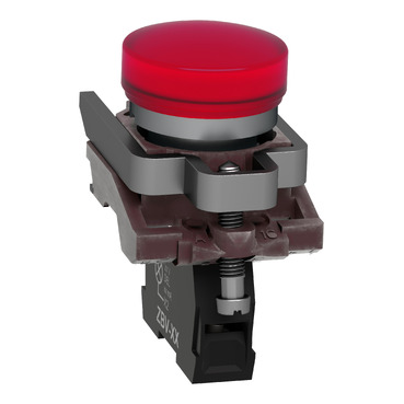 Pilot light, Harmony XB4,metal, red, 22mm, universal LED, plain lens, 110…120V AC-4