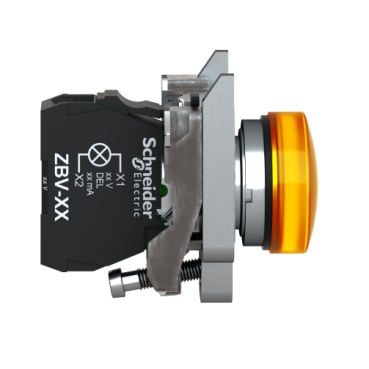 Pilot light, Harmony XB4,metal, orange, 22mm, universal LED, plain lens, 110…120V AC-2