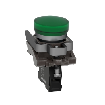 Pilot light, Harmony XB4,metal, green, 22mm, universal LED, plain lens, 230...240V AC-2