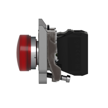 Pilot light, Harmony XB4,metal, red, 22mm, universal LED, plain lens, 230...240V AC-4