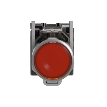 Illuminated push button, Harmony XB4, metal, orange flush, 22mm, universal LED, plain lens, 1NO + 1NC, 230...240V AC-4