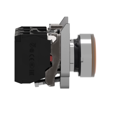 Illuminated push button, Harmony XB4, metal, orange flush, 22mm, universal LED, plain lens, 1NO + 1NC, 230...240V AC-2