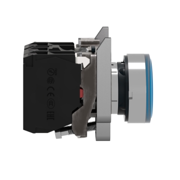 Illuminated push button, Harmony XB4, metal, blue flush, 22mm, universal LED, plain lens, 1NO + 1NC, 24V AC DC-2