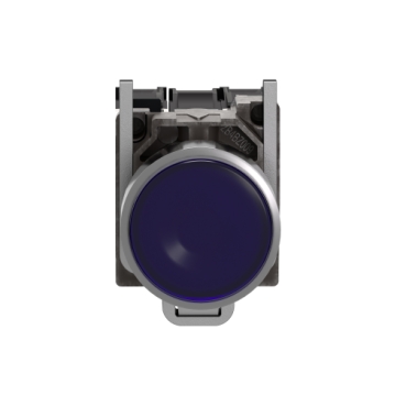Illuminated push button, Harmony XB4, metal, blue flush, 22mm, universal LED, plain lens, 1NO + 1NC, 230...240V AC-2