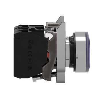 Illuminated push button, Harmony XB4, metal, blue flush, 22mm, universal LED, plain lens, 1NO + 1NC, 230...240V AC-3