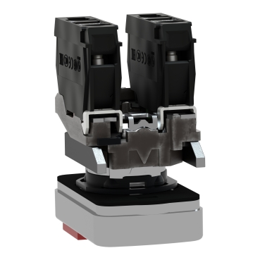 Illuminated double-headed push button, metal, Ø22, 1 green flush I + 1 pilot light + 1 red projecting O, 1 NO + 1 NC-3