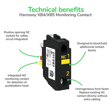 ZBE302 - Contact block, Harmony XB4, Harmony XB5, single contact