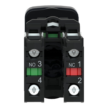 Double-headed push button, plastic, Ø22, 1 green flush marked I + 1 red projecting marked O, 1 NO + 1 NC-4