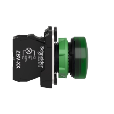 XB5AVM3 - Pilot light, Harmony XB5, grey plastic, green, 22mm