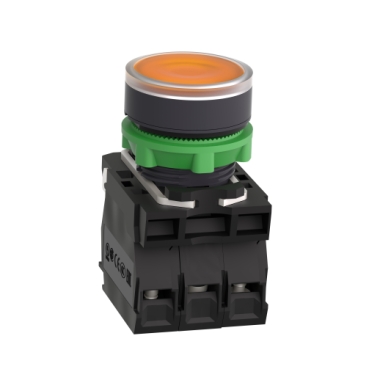 XB5AW35M5 - orange flush complete illum pushbutton Ø22 spring return  1NO+1NC 220...240V | Schneider Electric Indonesia