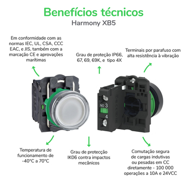ZB5AC2 - Cabeçote para botão Ø22mm plástico, retorno por mola