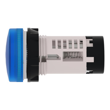 Monolithic pilot light, Harmony XB7, plastic, blue, 22mm, plain lens for BA9s bulb, lt 250V