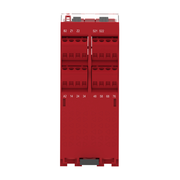 Safety module, Harmony Safety Automation, Cat.4, features XPSUAK + delayed outputs, 24v AC/DC, screw-3