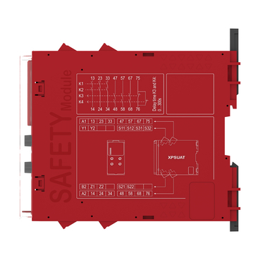 Safety module, Harmony Safety Automation, Cat.4, features XPSUAK + delayed outputs, 24v AC/DC, screw-2
