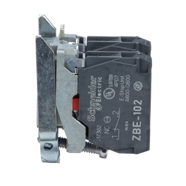 Single contact block with body/fixing collar, metal, screw clamp terminal, 2 NC-4