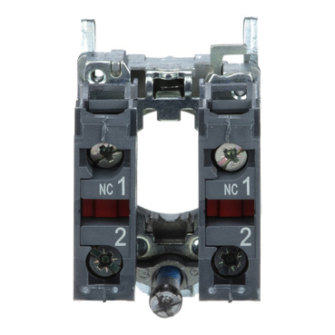 Single contact block with body/fixing collar, metal, screw clamp terminal, 2 NC-2