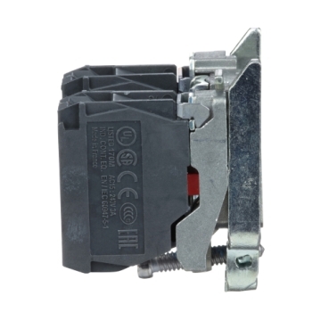 Single contact block with body/fixing collar, metal, screw clamp terminal, 1 NO + 1 NC-4