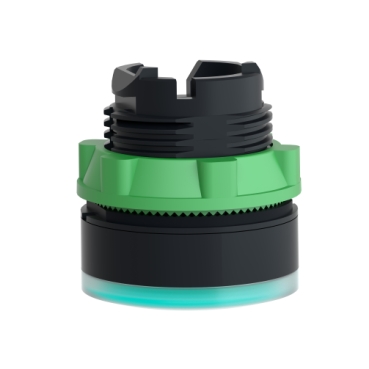 Pulsante LED Illuminato 24V AC/DC, Completo Con Lunetta Metallo Cromato, 1 Contatto NA E 1 NC, Verde