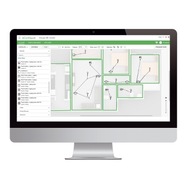 eConfigure KNX Lite Schneider Electric Grafiskt verktyg för enkel konfigurering av lösningar byggt på KNX, för smarta hem och fastighetsautomation i mindre kommersiella byggnader. 