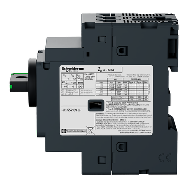 Motor circuit breaker, TeSys GV2, 3P, 4 A, magnetic, rotary handle, screw clamp terminals-3