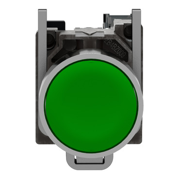 Push button, metal, flush, green, Ø22, spring return, unmarked, 1 NO-4